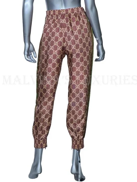 GUCCI PANTS GG SUPREME PRINT SILK LOUNGE TROUSERS - Picture 8 of 15